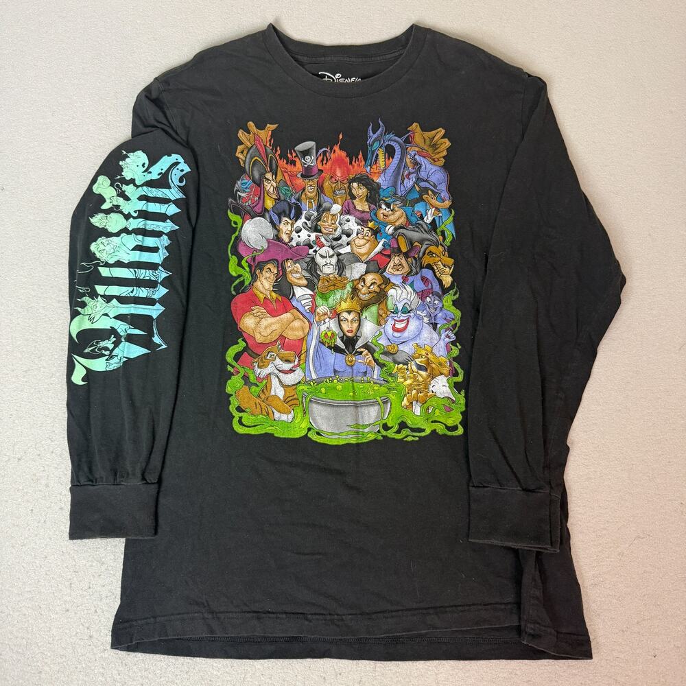 Disney Villains Long Sleeve Shirt XL Black Mad Engine Villains Graphic Tee